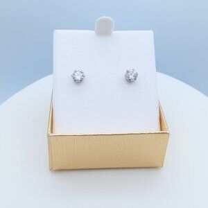 Vintage 925 Sterling Silver CZ Gem Post Stud Earrings